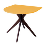 Klein Halb Ovaler Esstisch JUBI 90x90cm Walnuss Ginstergelb