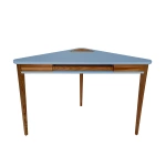 ASHME Eckschreibtisch 114x85cm Tastaturschublade Eiche Taubenblau