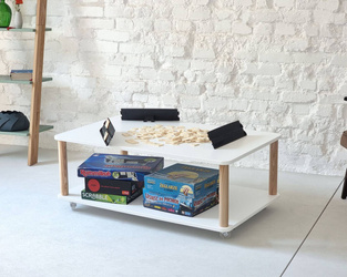 ASHME Coffee Table with Wheels 64x105cm White