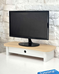 JUBI 60cm Monitor Stand with Drawer Ash White