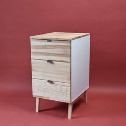 LUKA 3-Drawer Desk Cabinet W41xD50cm Ash Top White Side