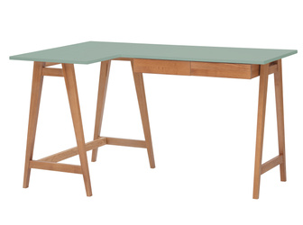 LUKA Corner Desk W 135cm x D 85cm Sage Green Oak Left Side