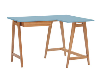 LUKA Corner Desk W115cm x D85cm Gentle Blue Oak Right Side