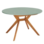 Round extendable dining table 110cm Biju Sage Green Oak 