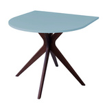 JUBI Half Racetrack Dining Table 90x90cm Walnut Gentle Blue