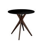 JUBI Round Dining Table diam. 60cm Black | Walnut Legs 