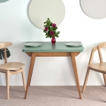 ENVELOPE Extendable Dining Table 90x65cm Sage Green Oak