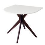 JUBI Half Racetrack Dining Table 90x90cm Walnut White