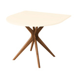 JUBI Half Racetrack Dining Table 90x90cm Oak Chalk White