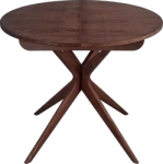 Round extendable walnut dining table JUBI 90cm 