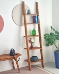 Wooden Ladder Shelf ASHME 45x35x180cm Oak stained ash