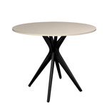 JUBI Round Dining Table diam. 80cm Brown Beige | Black Legs 