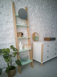 ASHME Ladder Shelf with Mirror 45x35x180cm - Mint