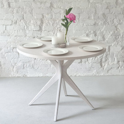 JUBI BOLD Round Dining Table 110cm White Ashwood