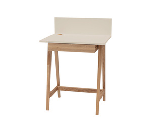 LUKA Ashwood Writing Desk 65x50cm with Drawer / Brown Beige