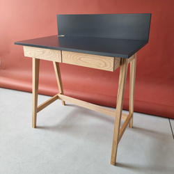 LUKA Ashwood Writing Desk 85x50cm with Drawer / Graphite