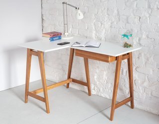 LUKA Corner Desk W 115cm x D 85cm / White Oak Left Side