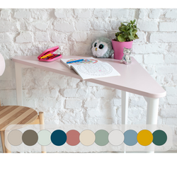 NAJA Corner Desk W114 x L85 x H75cm White Legs Dusky Pink