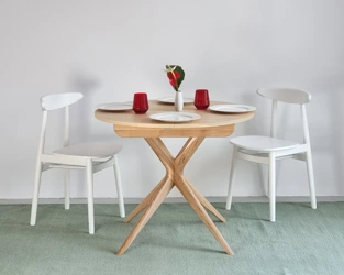 Round Extendable Dining Table JUBI 90cm Ashwood