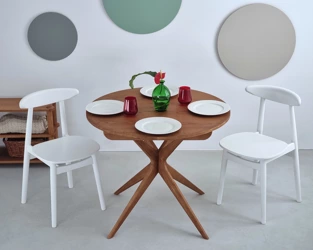 Round Extendable Dining Table JUBI 90cm Oak