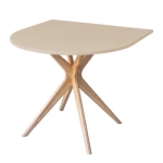 Table Demi Ovale en Bois JUBI 90x90cm Beige Brun