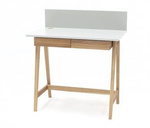 LUKA Bureau en bois de frêne 85x50cm avec tiroir / blanc