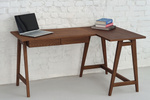 Bureau d'angle LUKA 135cm x 85cm Noyer Côté Droit