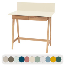 LUKA Bureau en bois de frêne 85x50cm avec tiroir Chalk White