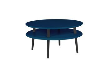 Table basse UFO diam. 70cm x hauteur 35cm - Bleu pétrole / Pieds noirs