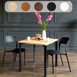 TRIVENTI Table de salle à manger en frêne 80x80cm - Pieds ronds noirs