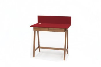 LUKA Bureau 85x50cm avec tiroir Chêne / Rouge