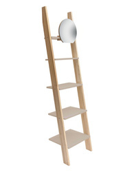 ASHME Ladder Shelf with Mirror 45x35x180cm Brown Beige