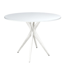 JUBI White Round Dining Table 90cm | White Legs