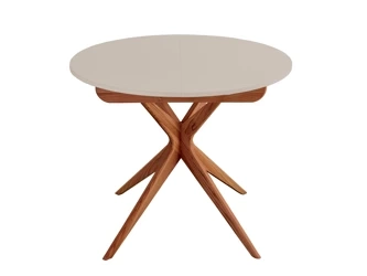 Ronde Uitschuifbare Eettafel JUBI 90cm Bruin Beige Eiken Poten