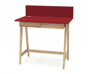 LUKA Bureau en bois de frêne 85x50cm avec tiroir / Rouge