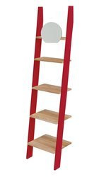 ASHME small Ladder Shelf with Mirror - red/ashwood shelves