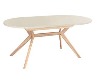 Uitschuifbare ovale eettafel Biju Krijtwit Essenhout