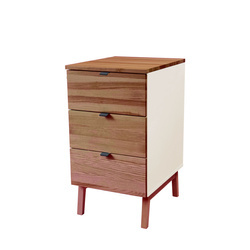 LUKA 3-Drawer Desk Cabinet W41xD50cm Oak Top Chalk White