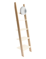 ASHME Ladder Shelf with Mirror 45x35x180cm - Chalk