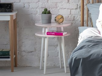 UFO Side Table diam. 45cm x height 61cm - Dusky pink/white legs