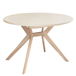 Round extendable dining table 110cm Biju Chalk White Ashwood