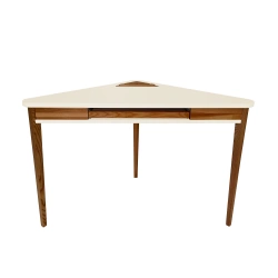 ASHME Corner Desk 114x85cm Keyboard Drawer Oak Chalk White