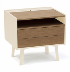 DIAMOND Nachttisch 50x40x47cm Eichenfurnier / Perlweiß