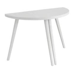 Half moon extendable table MAWI diam. 120cm white stained ash