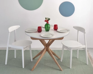 Ronde Uitschuifbare Eettafel JUBI 90cm Wit