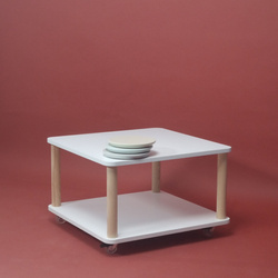 ASHME Table basse à roulettes 64x64cm Blanc