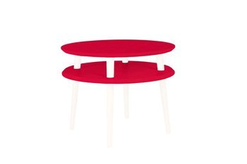 UFO Couchtisch Dmr. 57cm x Höhe 45cm - Rot/Weiße Beine