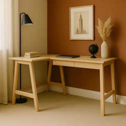 Bureau LUKA en frêne en L, L135 cm x P85 cm, côté gauche