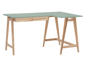 LUKA  Corner Desk W135cm x D85cm, Right Side, Sage Green, Ashwood