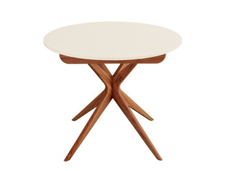 Ronde Uitschuifbare Eettafel JUBI 90cm Krijtwit Eiken Poten